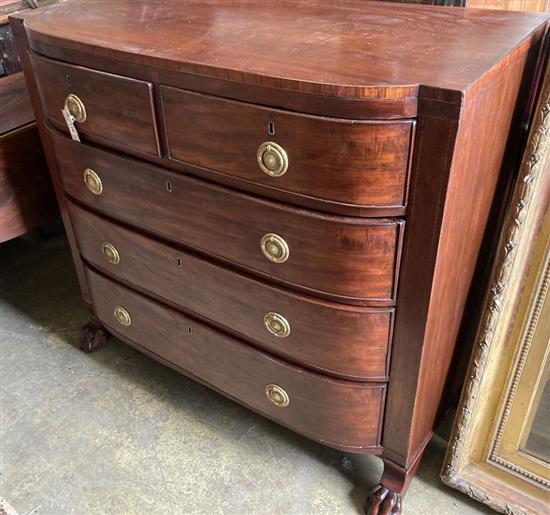 A George IV mahogany bowfront chest, width 107cm, depth 49cm, height 98cm
